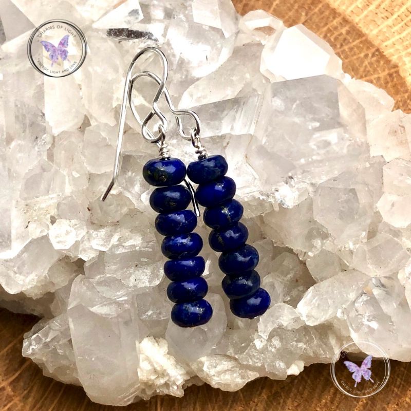 Lapis Lazuli Discs Drop Earrings